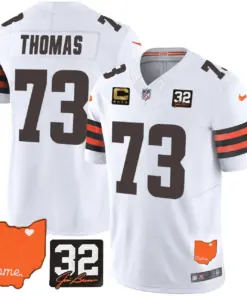 Sanders Cleveland Browns Nike Home Patch Jim Vapor Limited Stitched Jersey - Brown - Image 27