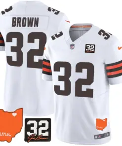 Sanders Cleveland Browns Nike Home Patch Jim Vapor Limited Stitched Jersey - Brown - Image 28