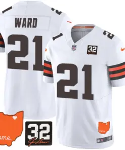 Sanders Cleveland Browns Nike Home Patch Jim Vapor Limited Stitched Jersey - Brown - Image 30
