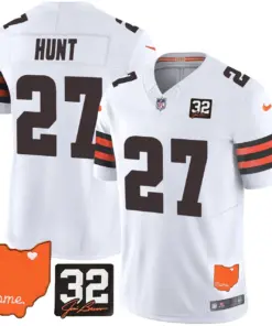 Sanders Cleveland Browns Nike Home Patch Jim Vapor Limited Stitched Jersey - Brown - Image 31