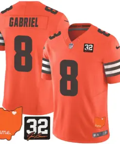 Sanders Cleveland Browns Nike Home Patch Jim Vapor Limited Stitched Jersey - Brown - Image 35