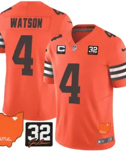 Sanders Cleveland Browns Nike Home Patch Jim Vapor Limited Stitched Jersey - Brown - Image 36