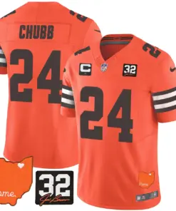 Sanders Cleveland Browns Nike Home Patch Jim Vapor Limited Stitched Jersey - Brown - Image 37