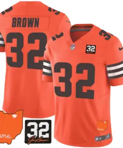 Sanders Cleveland Browns Nike Home Patch Jim Vapor Limited Stitched Jersey - Brown - Image 39