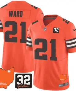 Sanders Cleveland Browns Nike Home Patch Jim Vapor Limited Stitched Jersey - Brown - Image 41