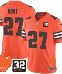 Sanders Cleveland Browns Nike Home Patch Jim Vapor Limited Stitched Jersey - Brown - Image 42