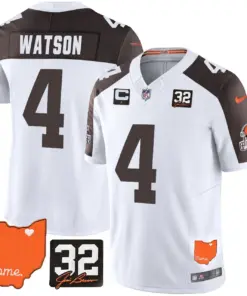 Sanders Cleveland Browns Nike Home Patch Jim Vapor Limited Stitched Jersey - Brown - Image 47
