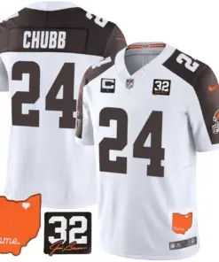 Sanders Cleveland Browns Nike Home Patch Jim Vapor Limited Stitched Jersey - Brown - Image 48