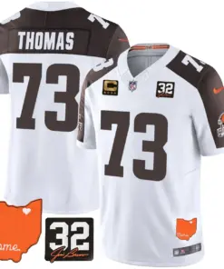 Sanders Cleveland Browns Nike Home Patch Jim Vapor Limited Stitched Jersey - Brown - Image 49