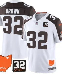 Sanders Cleveland Browns Nike Home Patch Jim Vapor Limited Stitched Jersey - Brown - Image 50