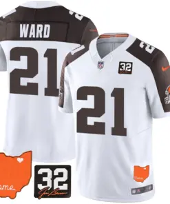 Sanders Cleveland Browns Nike Home Patch Jim Vapor Limited Stitched Jersey - Brown - Image 52