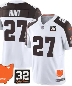Sanders Cleveland Browns Nike Home Patch Jim Vapor Limited Stitched Jersey - Brown - Image 53