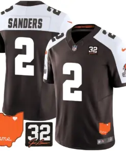 Sanders Cleveland Browns Nike Home Patch Jim Vapor Limited Stitched Jersey - Brown