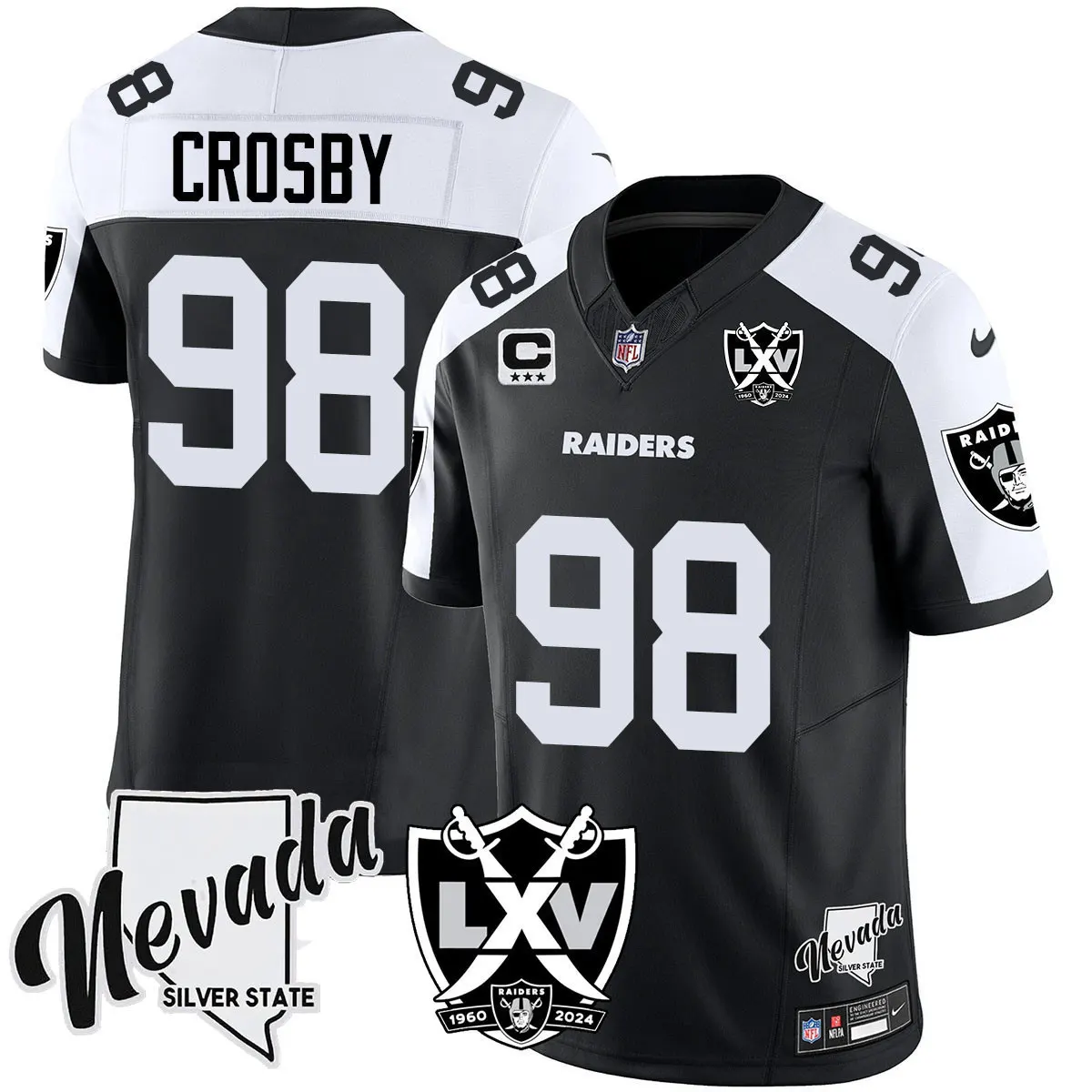 Las Vegas Raiders Nike 2025 65th Anniversary Vapor Limited Stitched Jersey - Black - Image 4