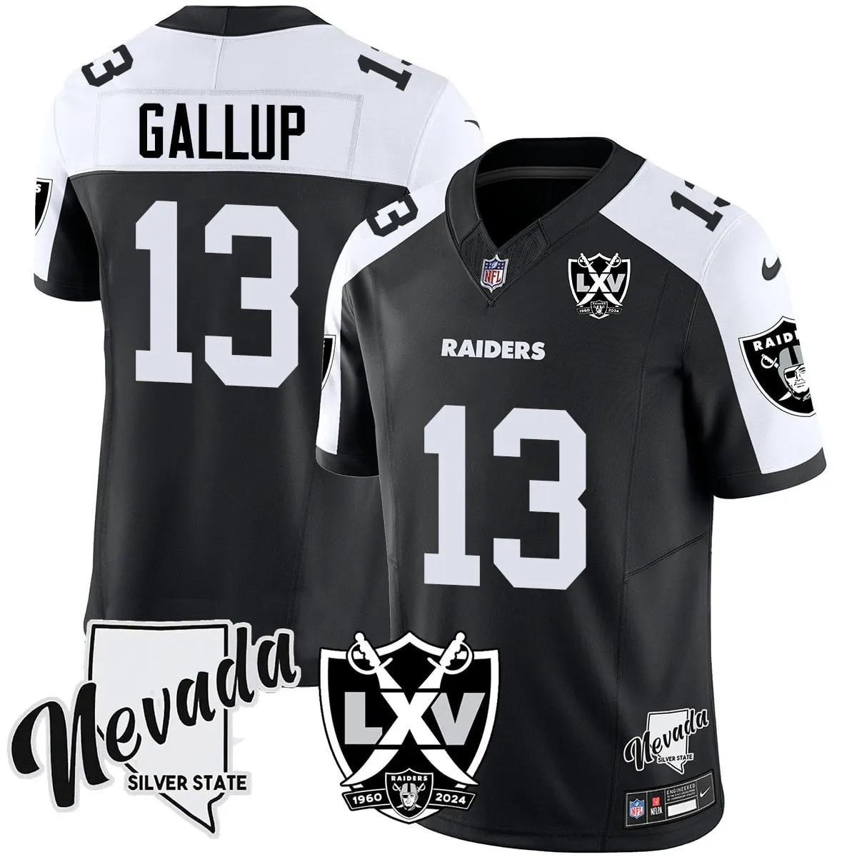 Las Vegas Raiders Nike 2025 65th Anniversary Vapor Limited Stitched Jersey - Black - Image 6