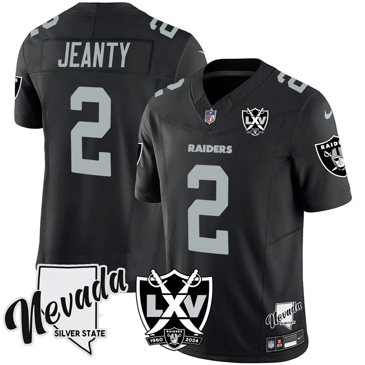 Las Vegas Raiders Nike 2025 65th Anniversary Vapor Limited Stitched Jersey - Black - Image 8