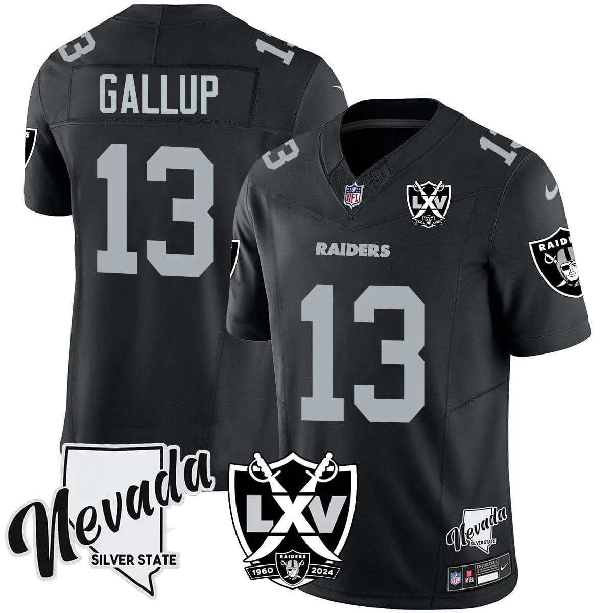 Las Vegas Raiders Nike 2025 65th Anniversary Vapor Limited Stitched Jersey - Black - Image 13