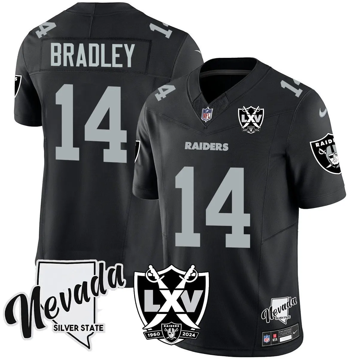 Las Vegas Raiders Nike 2025 65th Anniversary Vapor Limited Stitched Jersey - Black - Image 14