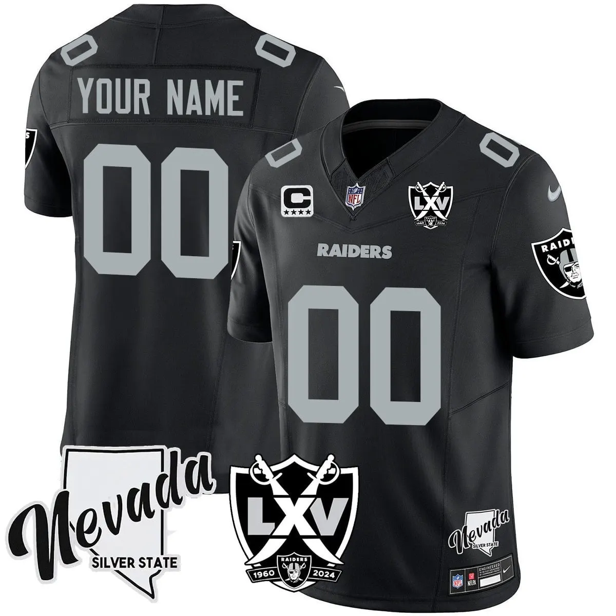 Las Vegas Raiders Nike 2025 65th Anniversary Vapor Custom Limited Stitched Jersey - Black - Image 2