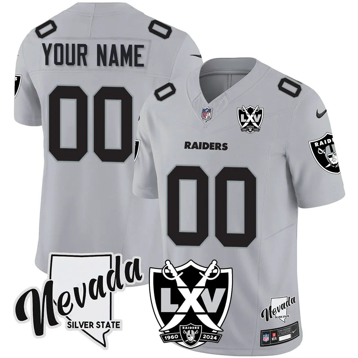 Las Vegas Raiders Nike 2025 65th Anniversary Vapor Custom Limited Stitched Jersey - Black - Image 3