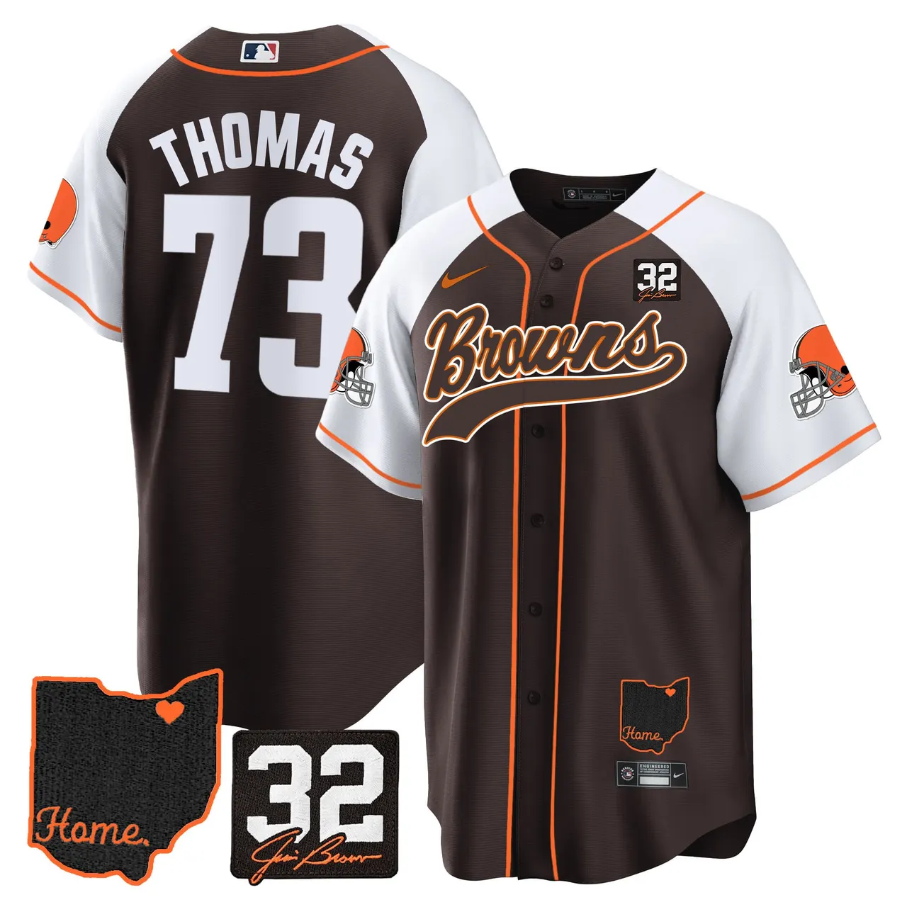 Nick Chubb Cleveland Browns Nike Home Patch Jim Stitched Jersey - Brown - Image 3