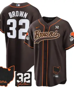 Nick Chubb Cleveland Browns Nike Home Patch Jim Stitched Jersey - Brown - Image 13