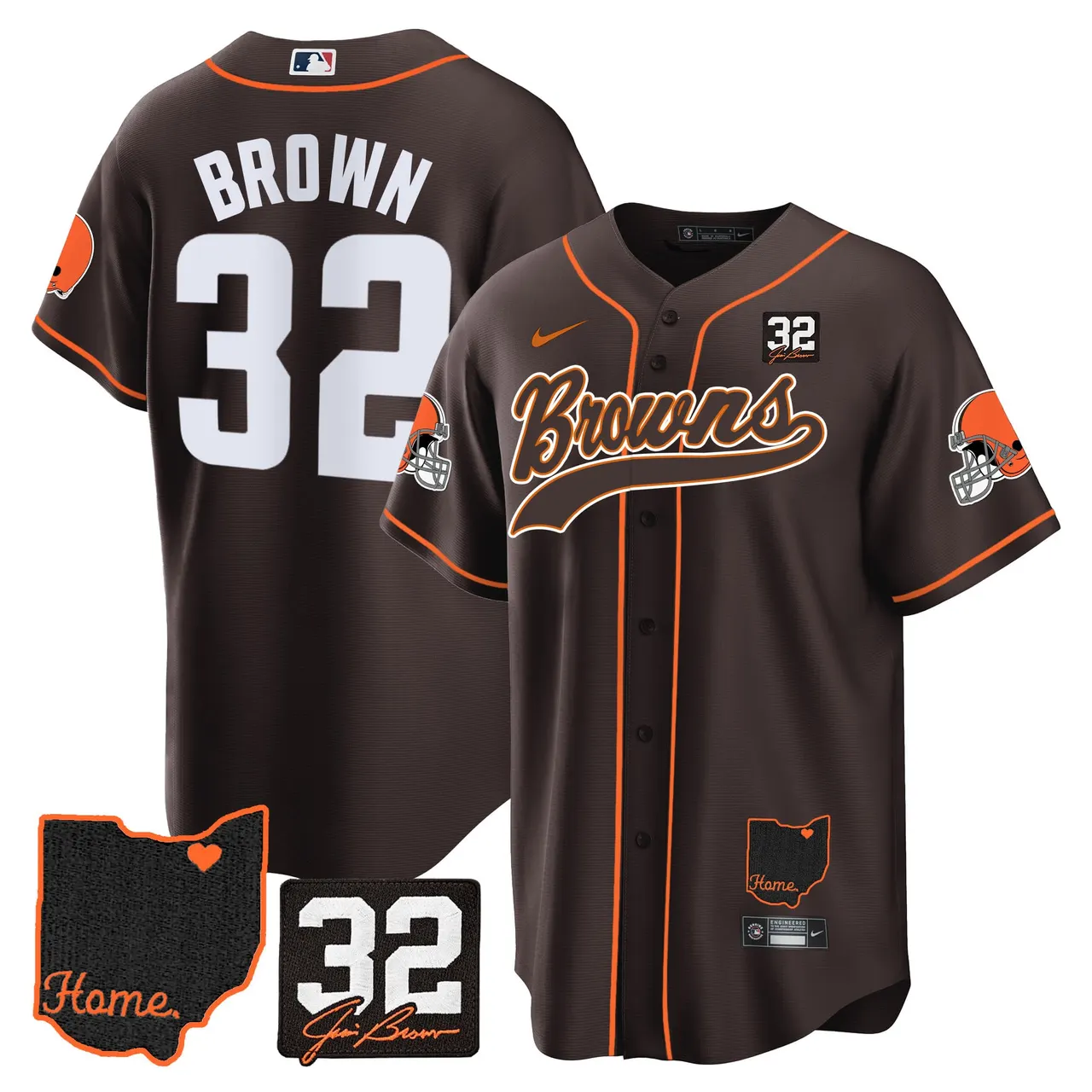 Nick Chubb Cleveland Browns Nike Home Patch Jim Stitched Jersey - Brown - Image 13