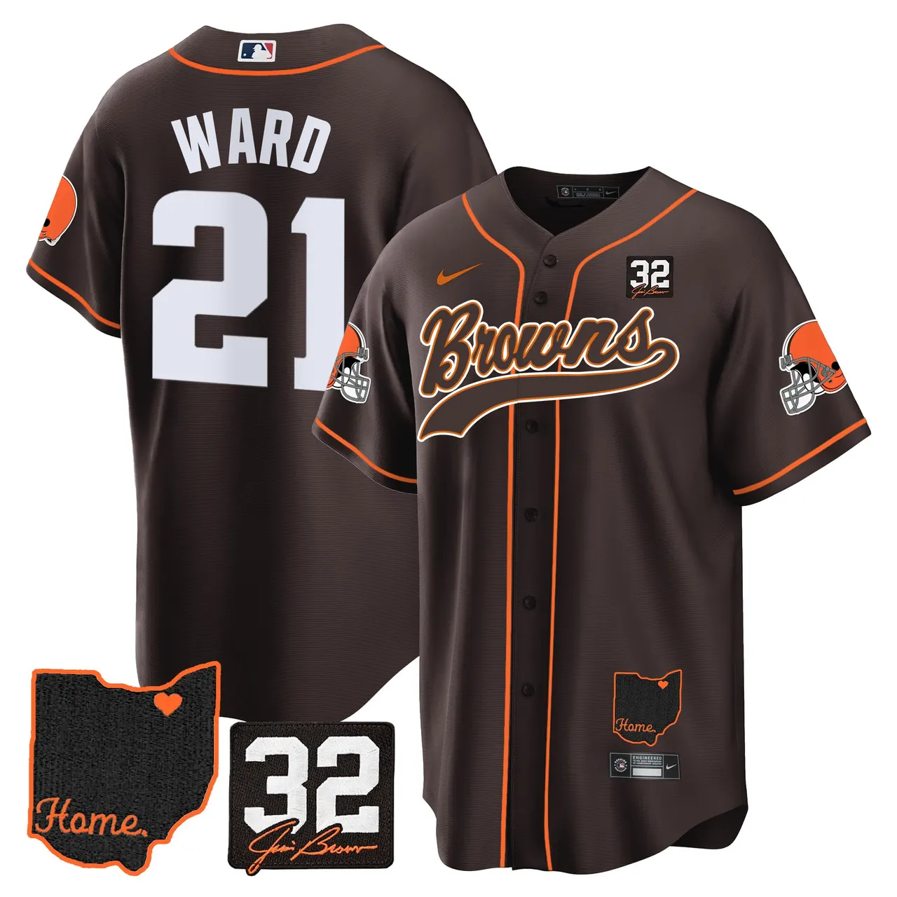 Nick Chubb Cleveland Browns Nike Home Patch Jim Stitched Jersey - Brown - Image 15