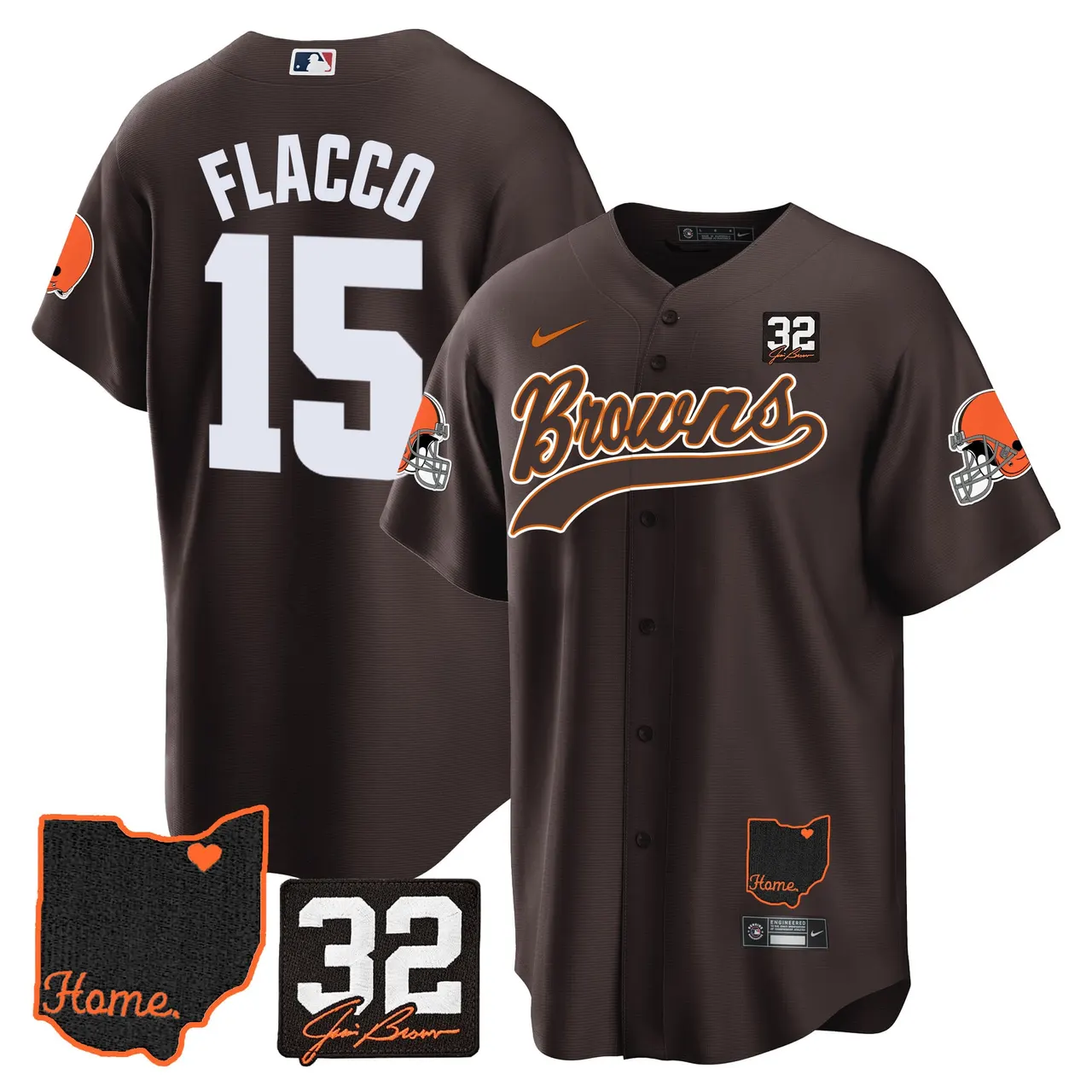 Nick Chubb Cleveland Browns Nike Home Patch Jim Stitched Jersey - Brown - Image 17
