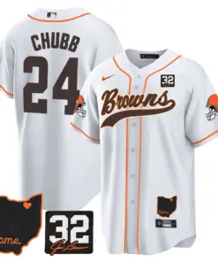 Nick Chubb Cleveland Browns Nike Home Patch Jim Stitched Jersey - Brown - Image 19