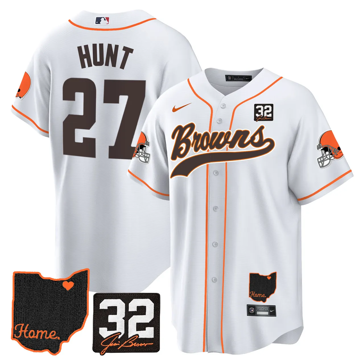 Nick Chubb Cleveland Browns Nike Home Patch Jim Stitched Jersey - Brown - Image 25