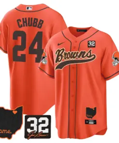 Nick Chubb Cleveland Browns Nike Home Patch Jim Stitched Jersey - Brown - Image 28
