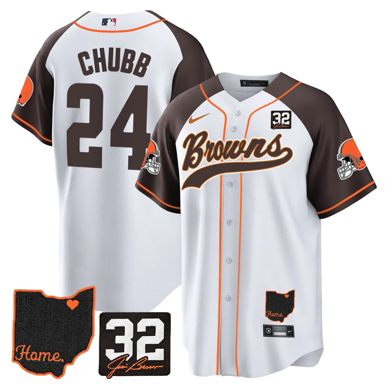 Nick Chubb Cleveland Browns Nike Home Patch Jim Stitched Jersey - Brown - Image 37