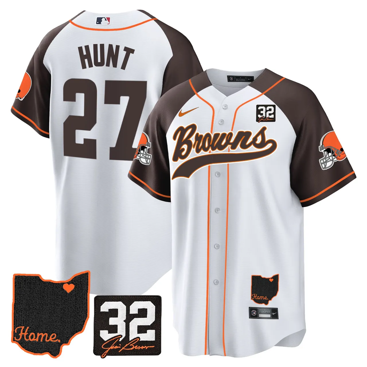 Nick Chubb Cleveland Browns Nike Home Patch Jim Stitched Jersey - Brown - Image 43