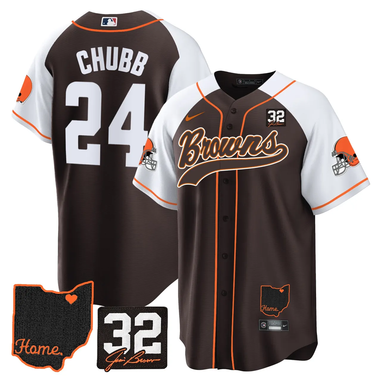 Nick Chubb Cleveland Browns Nike Home Patch Jim Stitched Jersey - Brown