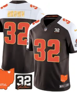 Watson Cleveland Browns Nike Home Gold Trim Patch Jim Stitched Jersey - Brown - Image 4