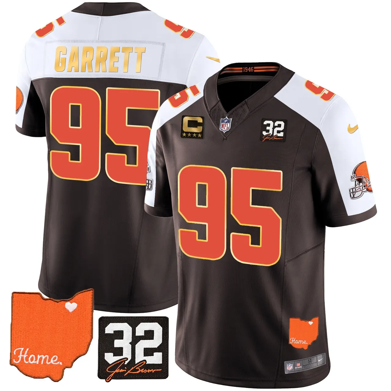 Watson Cleveland Browns Nike Home Gold Trim Patch Jim Stitched Jersey - Brown - Image 5