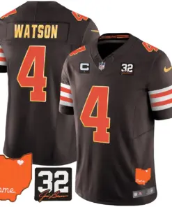 Watson Cleveland Browns Nike Home Gold Trim Patch Jim Stitched Jersey - Brown - Image 8