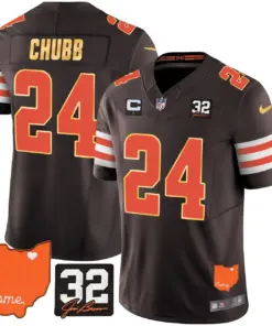 Watson Cleveland Browns Nike Home Gold Trim Patch Jim Stitched Jersey - Brown - Image 9