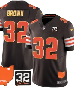 Watson Cleveland Browns Nike Home Gold Trim Patch Jim Stitched Jersey - Brown - Image 11