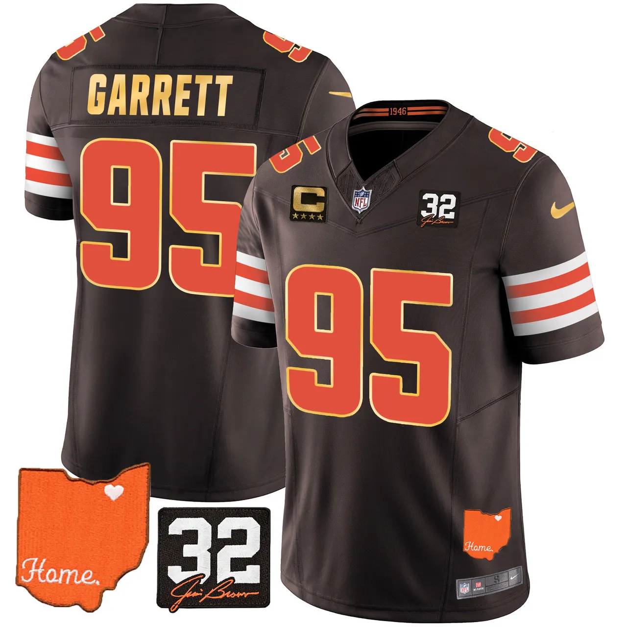 Watson Cleveland Browns Nike Home Gold Trim Patch Jim Stitched Jersey - Brown - Image 12