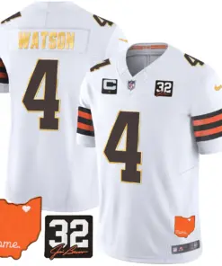 Watson Cleveland Browns Nike Home Gold Trim Patch Jim Stitched Jersey - Brown - Image 15