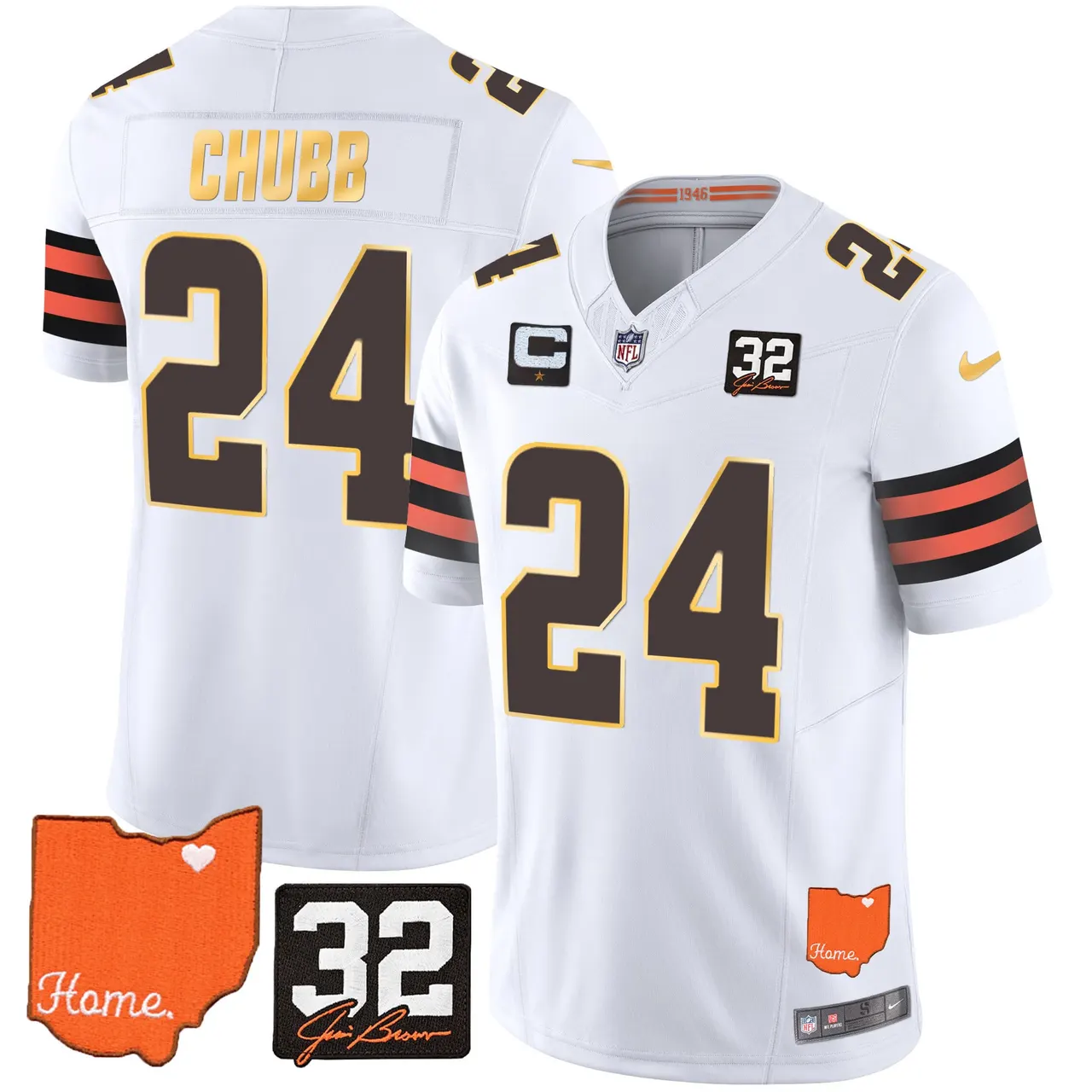 Watson Cleveland Browns Nike Home Gold Trim Patch Jim Stitched Jersey - Brown - Image 16