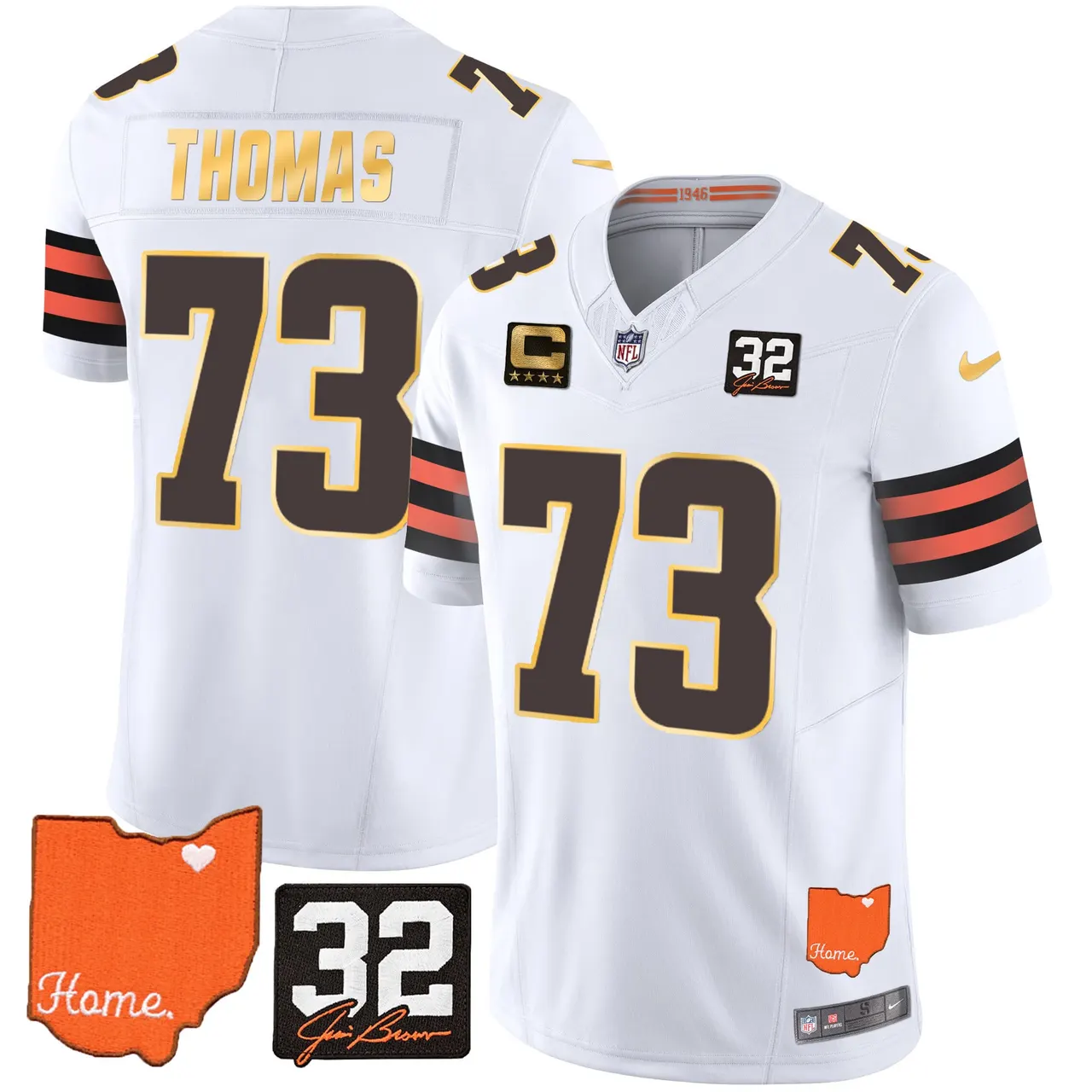 Watson Cleveland Browns Nike Home Gold Trim Patch Jim Stitched Jersey - Brown - Image 17