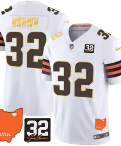 Watson Cleveland Browns Nike Home Gold Trim Patch Jim Stitched Jersey - Brown - Image 18