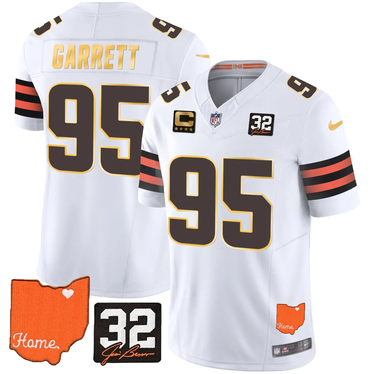 Watson Cleveland Browns Nike Home Gold Trim Patch Jim Stitched Jersey - Brown - Image 19