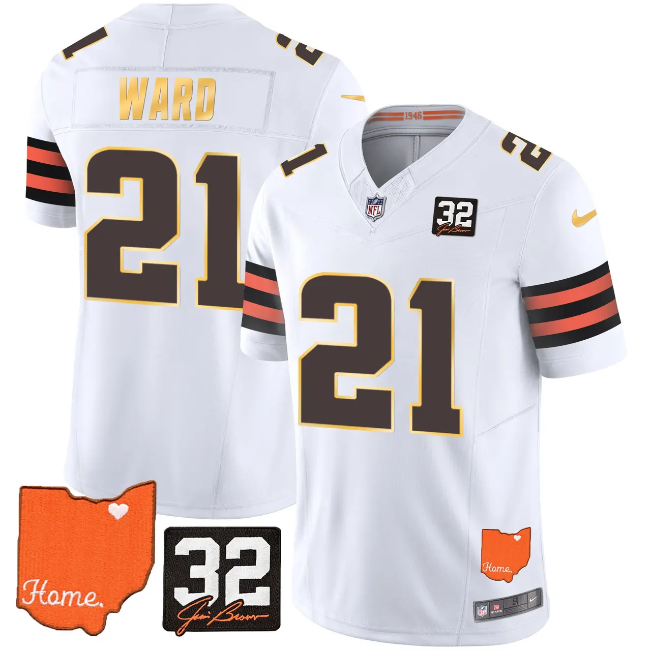 Watson Cleveland Browns Nike Home Gold Trim Patch Jim Stitched Jersey - Brown - Image 20
