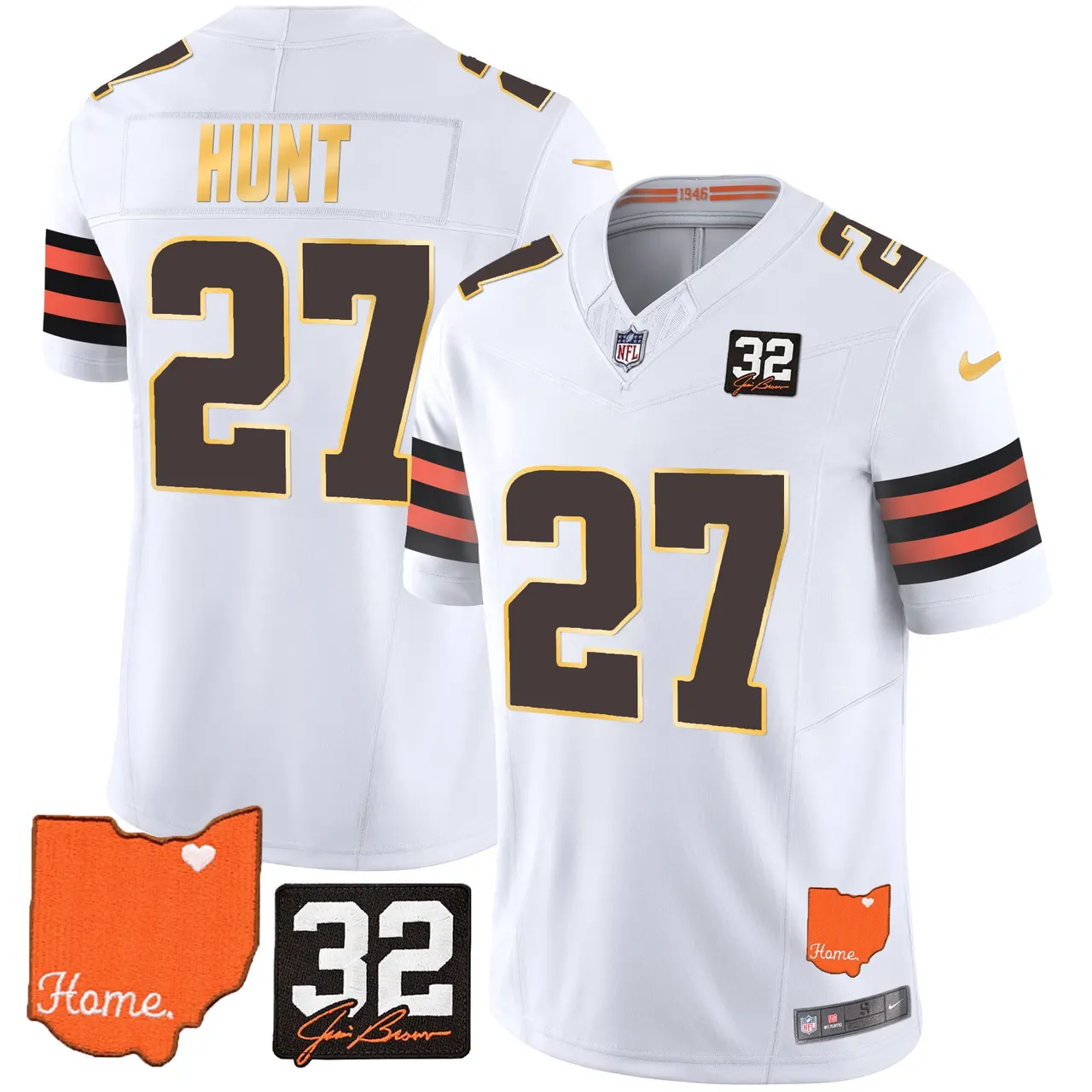 Watson Cleveland Browns Nike Home Gold Trim Patch Jim Stitched Jersey - Brown - Image 21