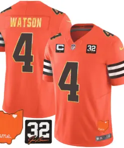 Watson Cleveland Browns Nike Home Gold Trim Patch Jim Stitched Jersey - Brown - Image 22
