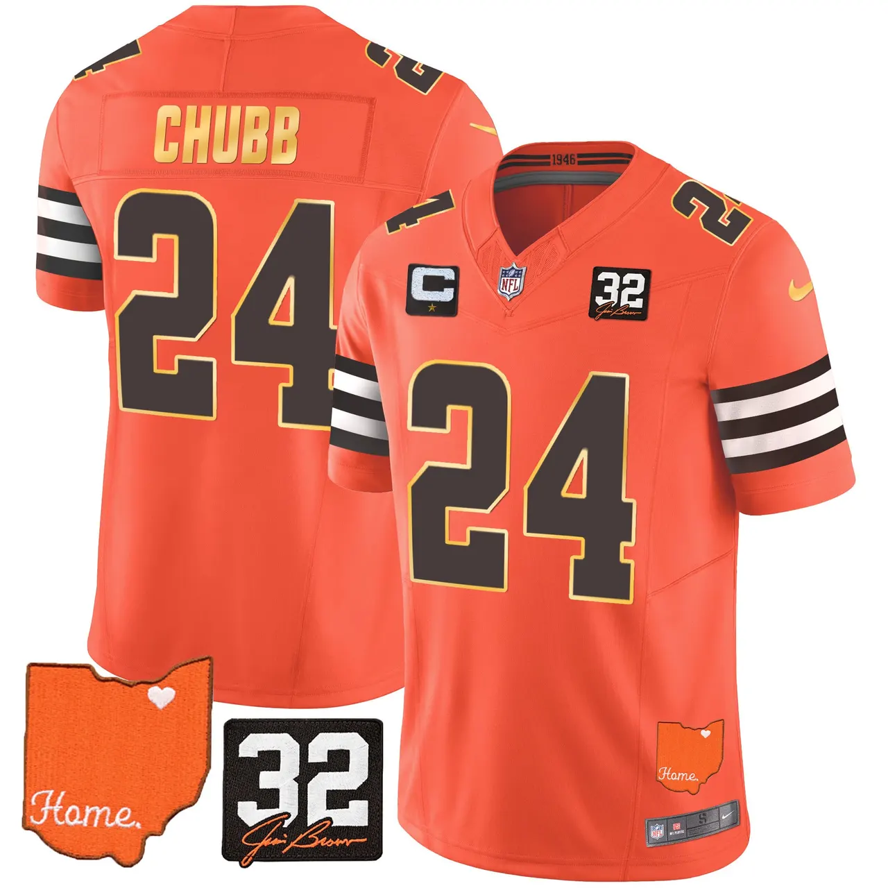 Watson Cleveland Browns Nike Home Gold Trim Patch Jim Stitched Jersey - Brown - Image 23